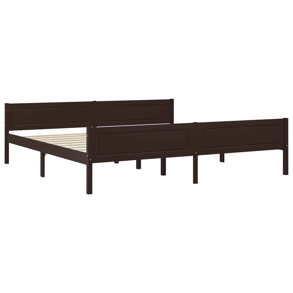 Bed Frame Solid Pinewood Dark Brown 200x200 cm