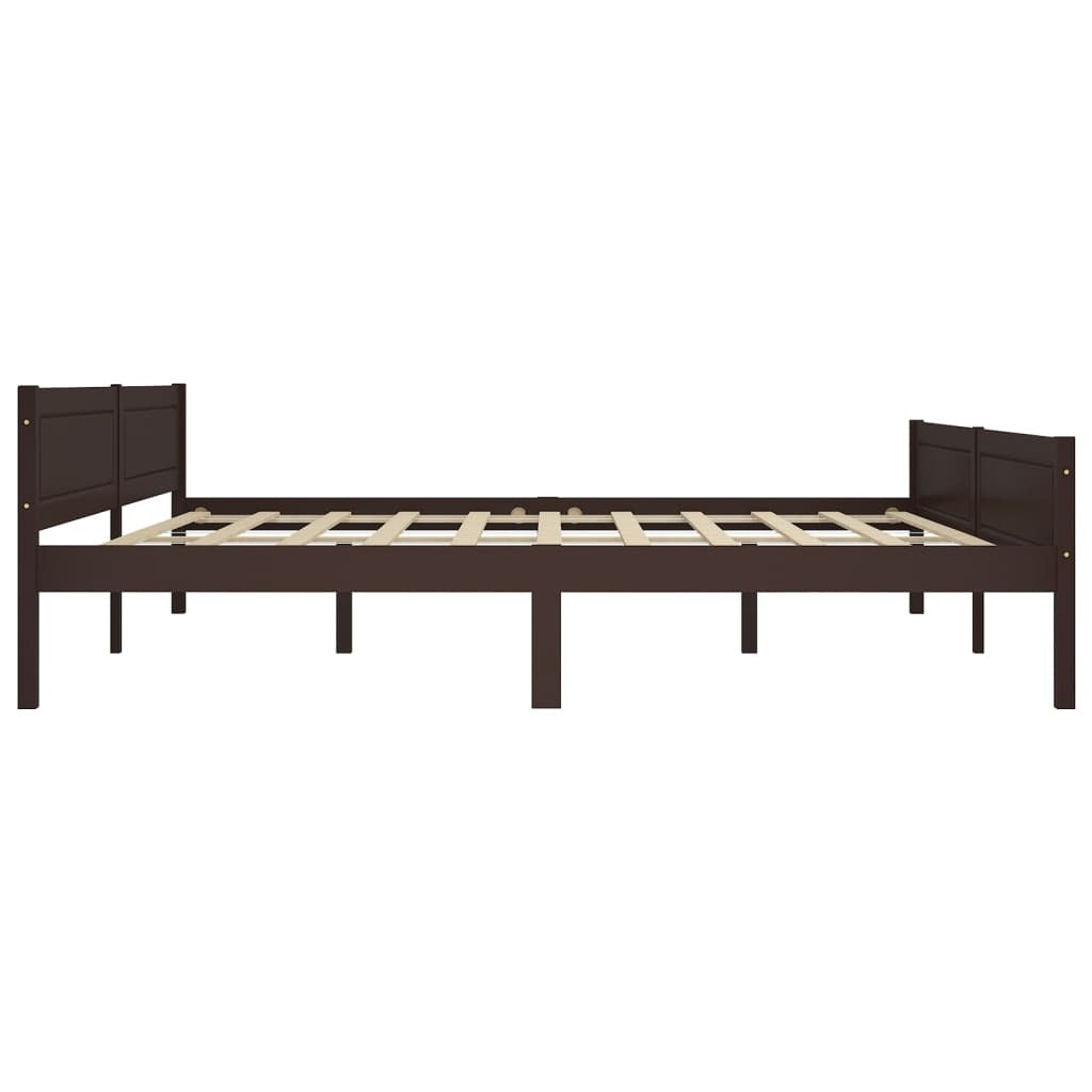 Bed Frame Solid Pinewood Dark Brown 200x200 cm