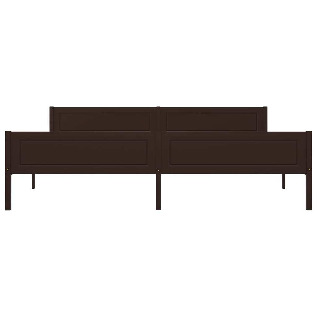 Bed Frame Solid Pinewood Dark Brown 200x200 cm