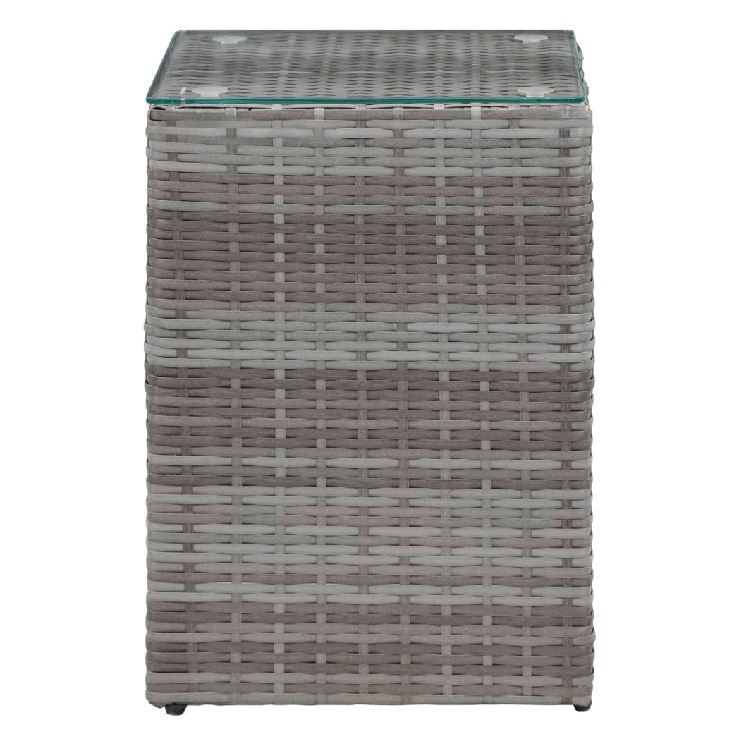 Side Tables 3 pcs with Glass Top Grey Poly Rattan