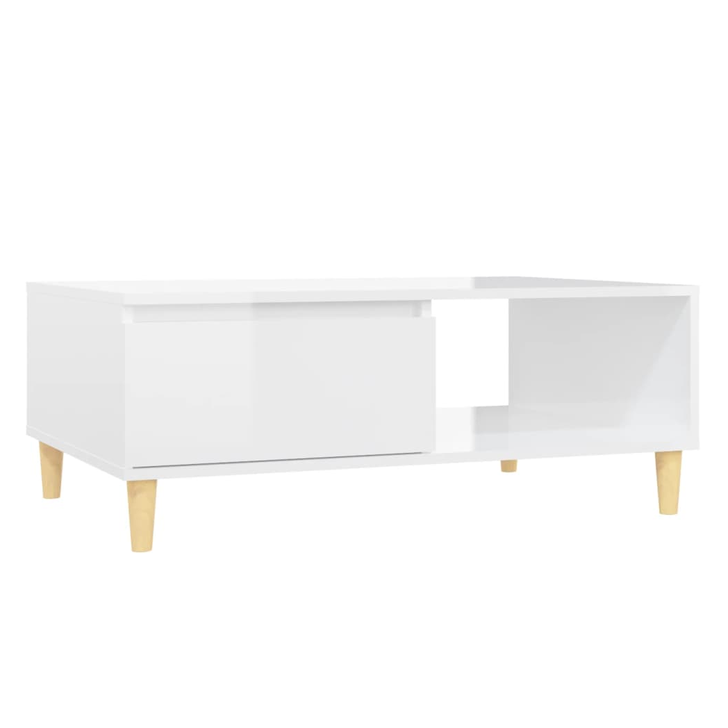 Coffee Table High Gloss White 90x60x35 cm Engineered Wood