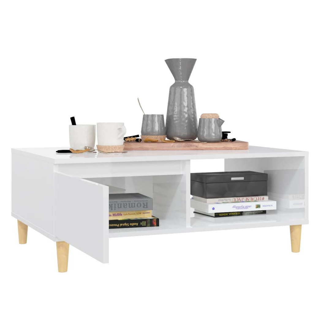 Coffee Table High Gloss White 90x60x35 cm Engineered Wood