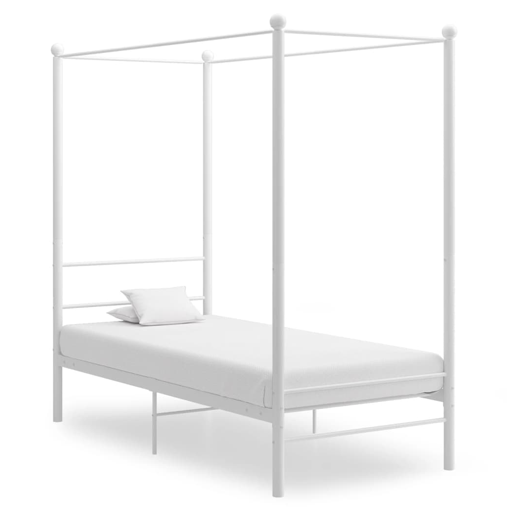 Canopy Bed Frame White Metal 90x200 cm