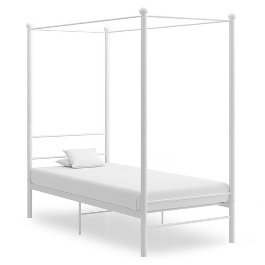 Canopy Bed Frame White Metal 90x200 cm