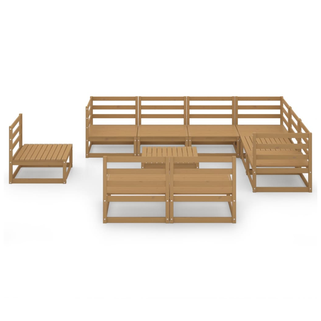 10 Piece Garden Lounge Set Honey Brown Solid Pinewood