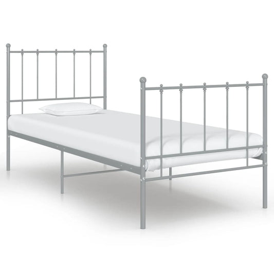 Bed Frame Grey Metal 100x200 cm