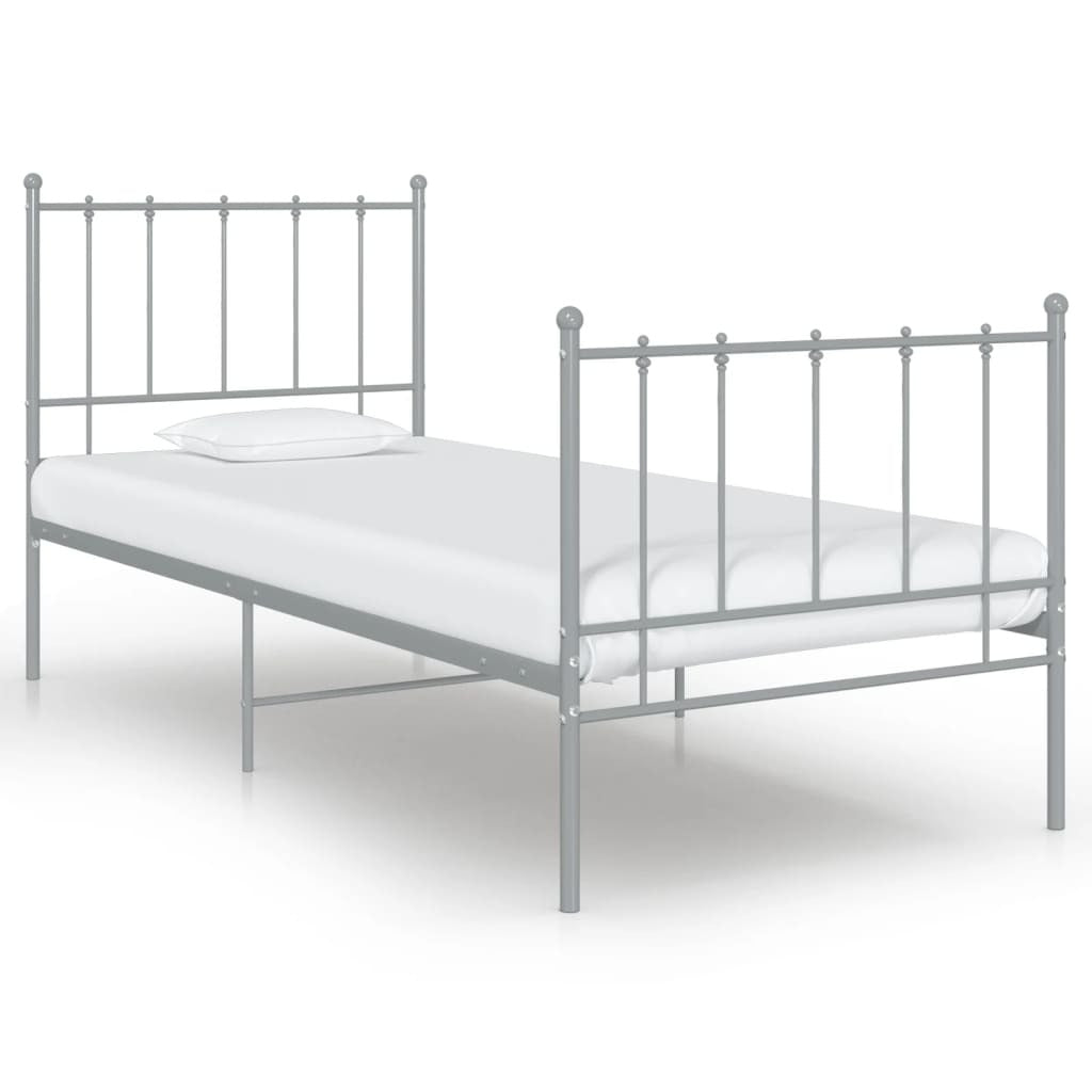 Bed Frame Grey Metal 100x200 cm
