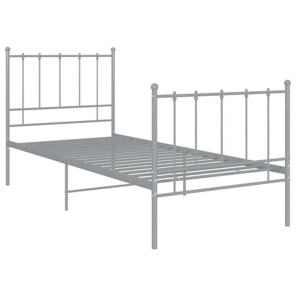 Bed Frame Grey Metal 100x200 cm