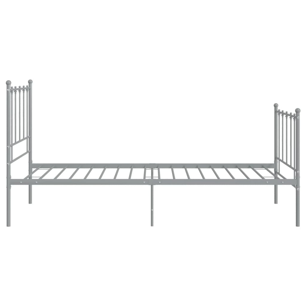 Bed Frame Grey Metal 100x200 cm