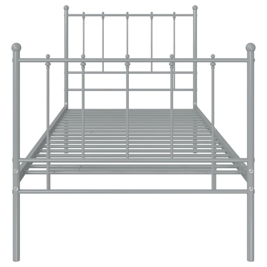 Bed Frame Grey Metal 100x200 cm