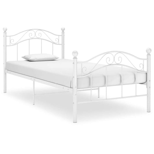 Bed Frame White Metal 100x200 cm