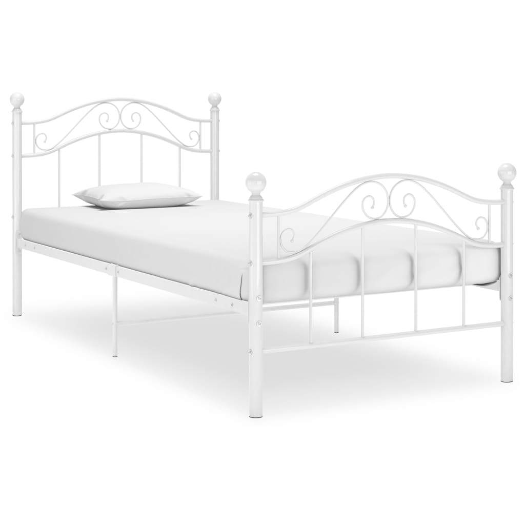 Bed Frame White Metal 100x200 cm