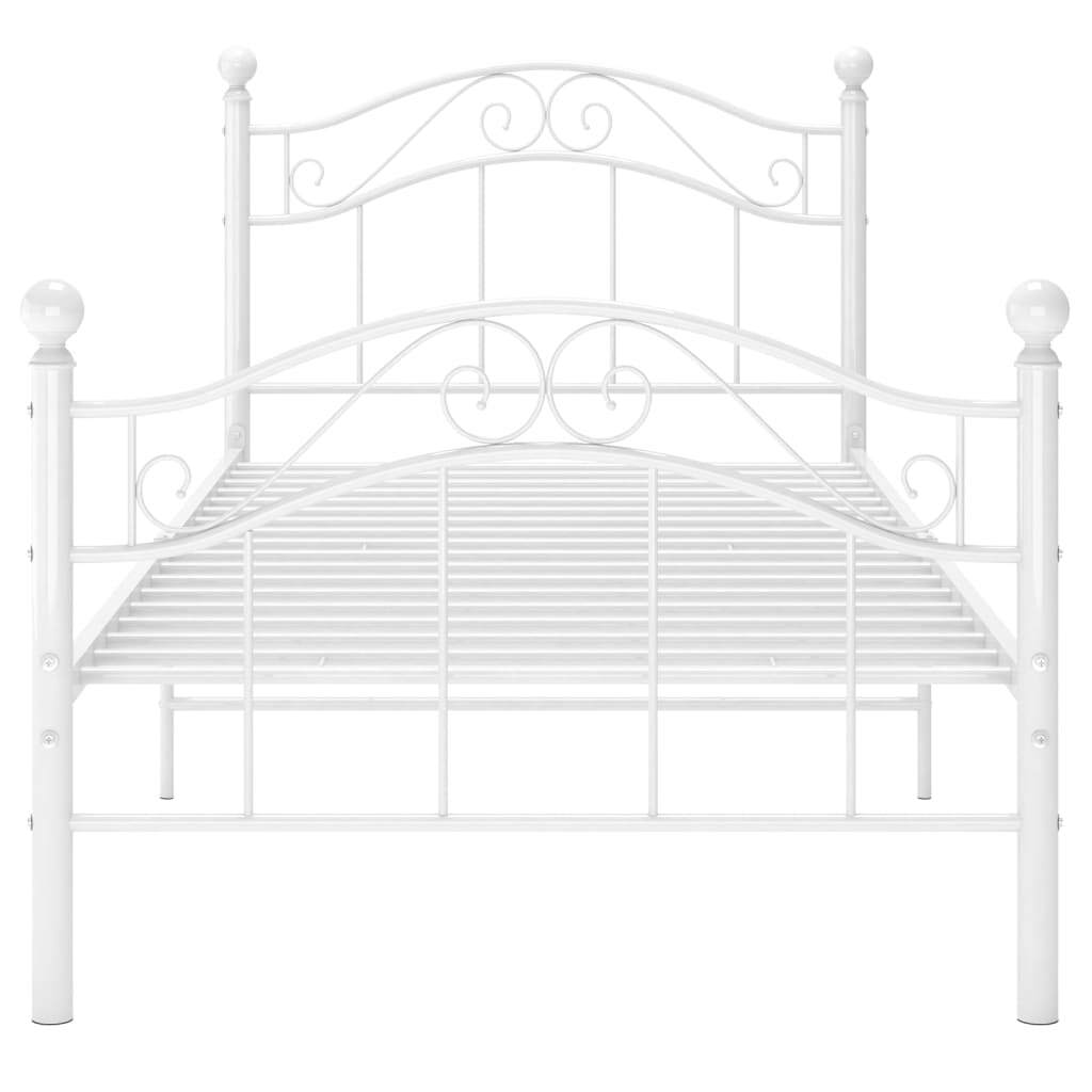 Bed Frame White Metal 100x200 cm
