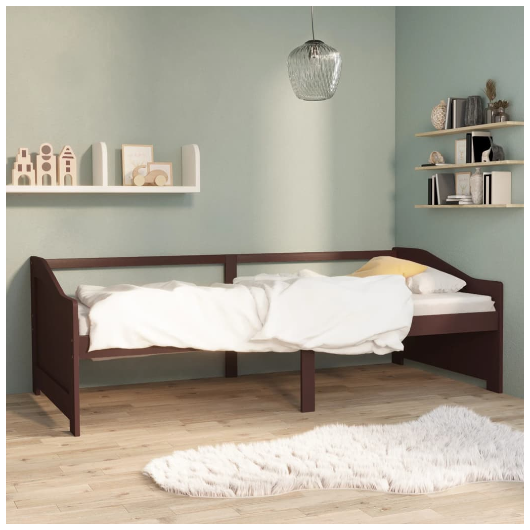 3-Seater Day Bed Dark Brown Solid Pinewood 90x200 cm