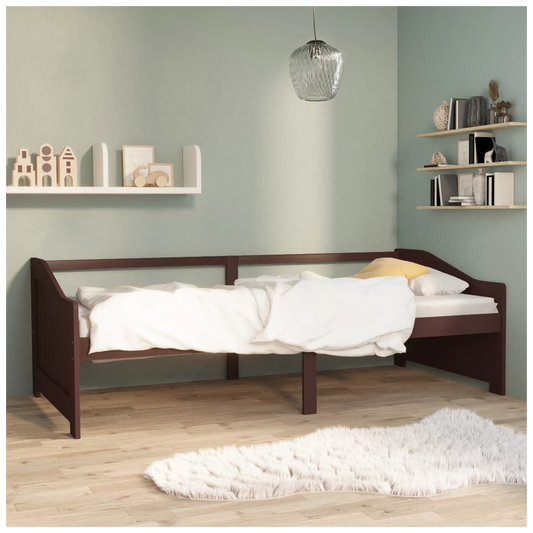 3-Seater Day Bed Dark Brown Solid Pinewood 90x200 cm