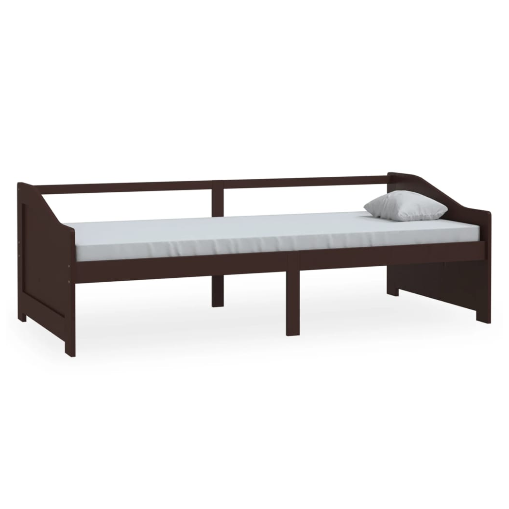 3-Seater Day Bed Dark Brown Solid Pinewood 90x200 cm