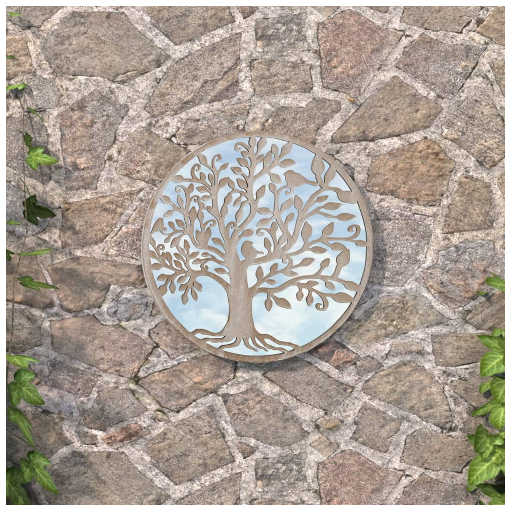 Garden Mirror Sand 40x2.5 cm Iron Round for Outdoor Use