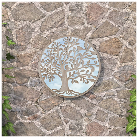 Garden Mirror Sand 40x2.5 cm Iron Round for Outdoor Use