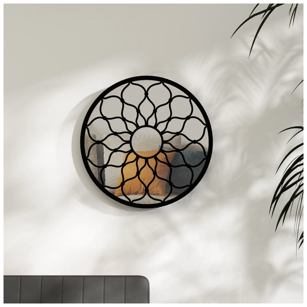 Mirror Black 60x3 cm Iron Round for Indoor Use