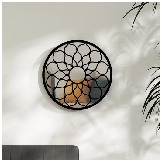 Mirror Black 60x3 cm Iron Round for Indoor Use