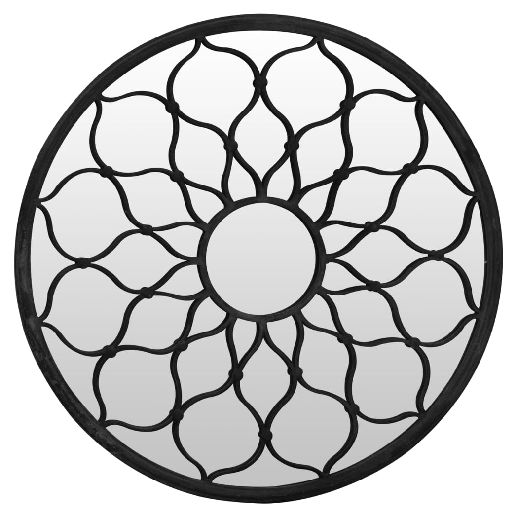 Mirror Black 60x3 cm Iron Round for Indoor Use