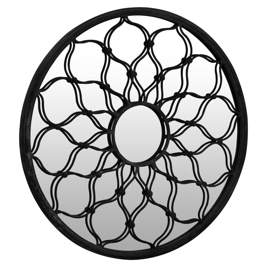 Mirror Black 60x3 cm Iron Round for Indoor Use