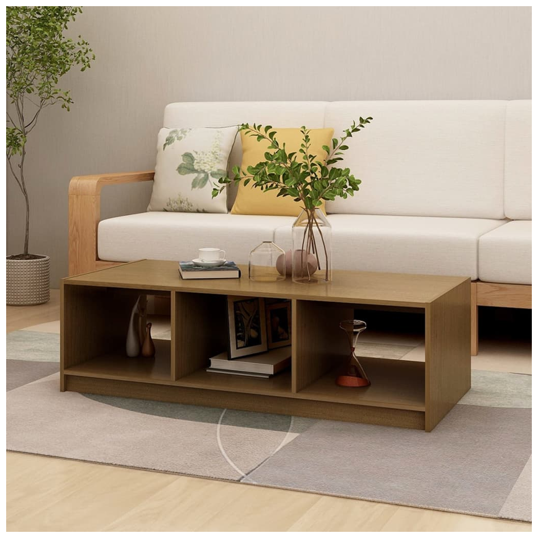 Coffee Table Honey Brown 110x50x34 cm Solid Pinewood
