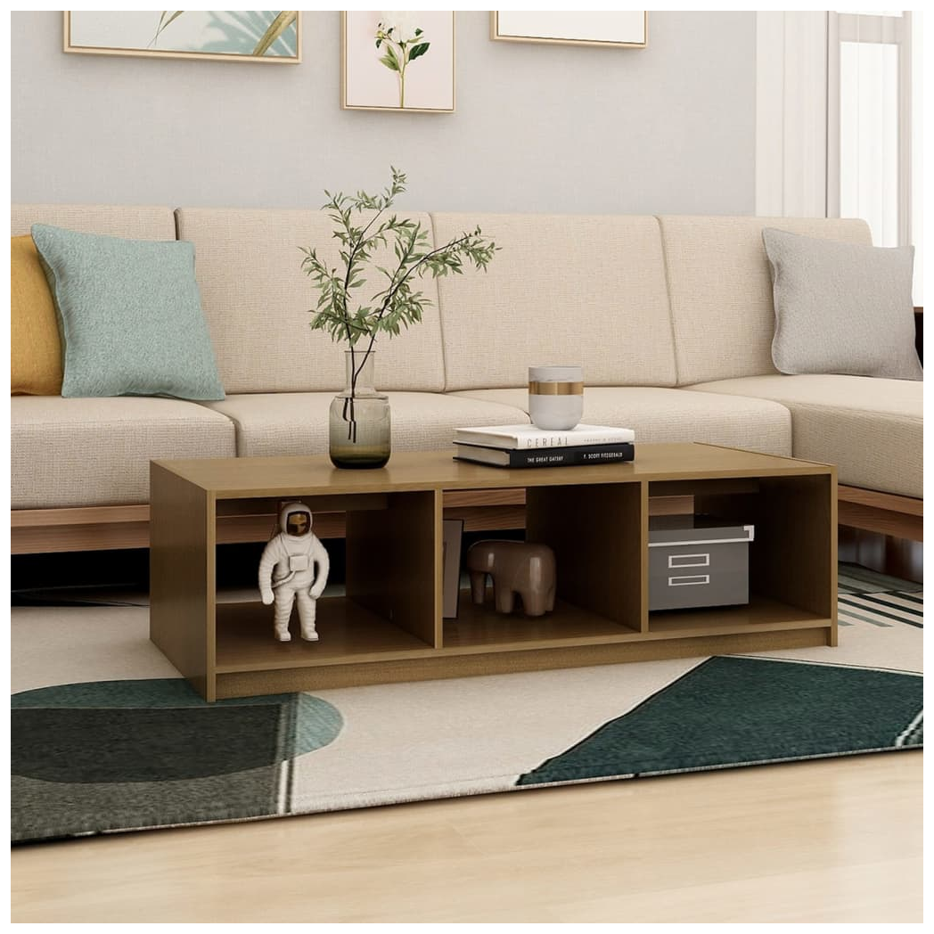 Coffee Table Honey Brown 110x50x34 cm Solid Pinewood