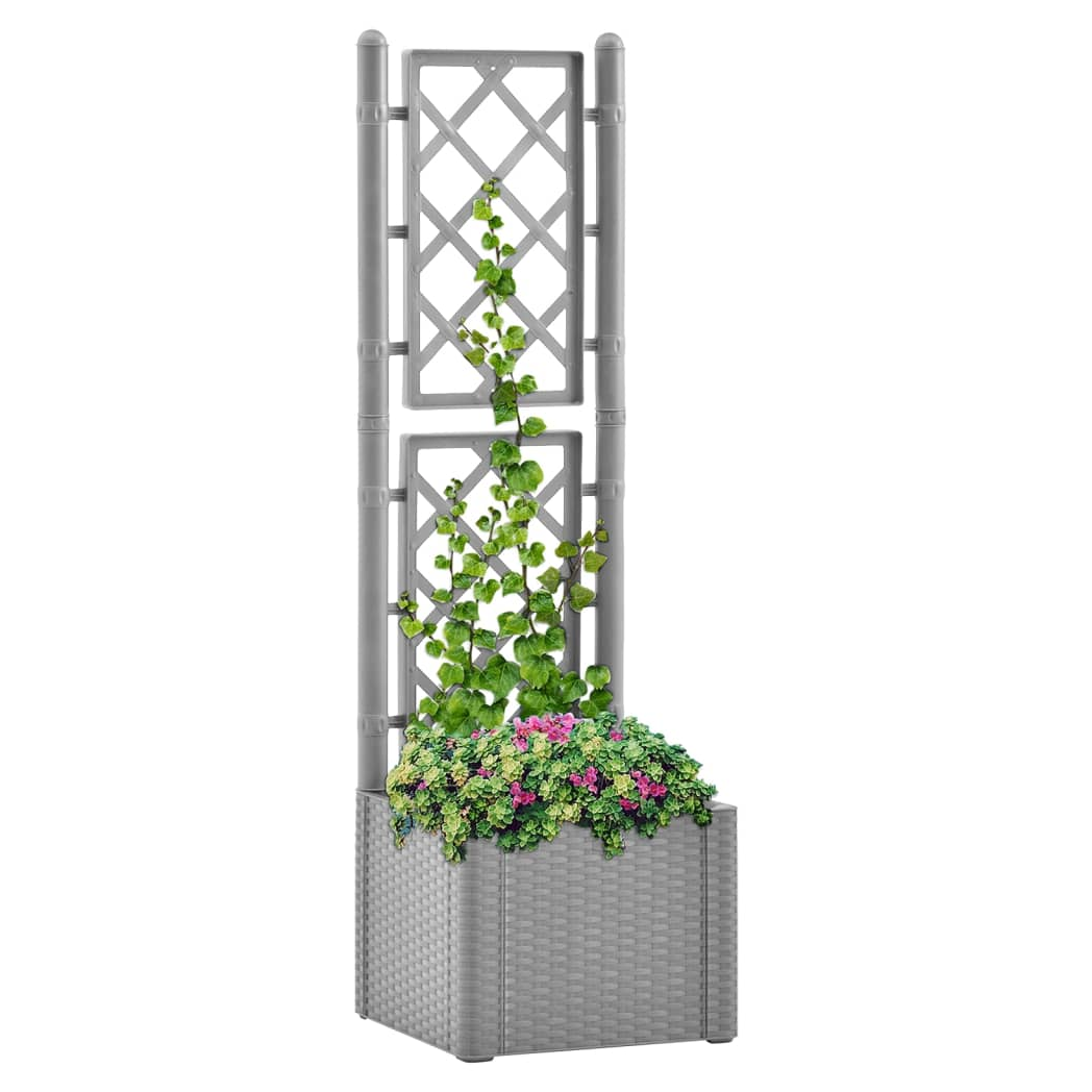 Garden Raised Bed with Trellis and Self Watering System Grey