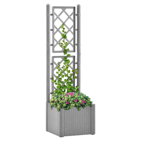Garden Raised Bed with Trellis and Self Watering System Grey