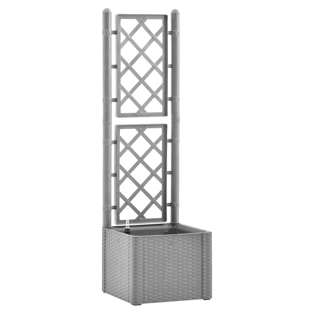 Garden Raised Bed with Trellis and Self Watering System Grey
