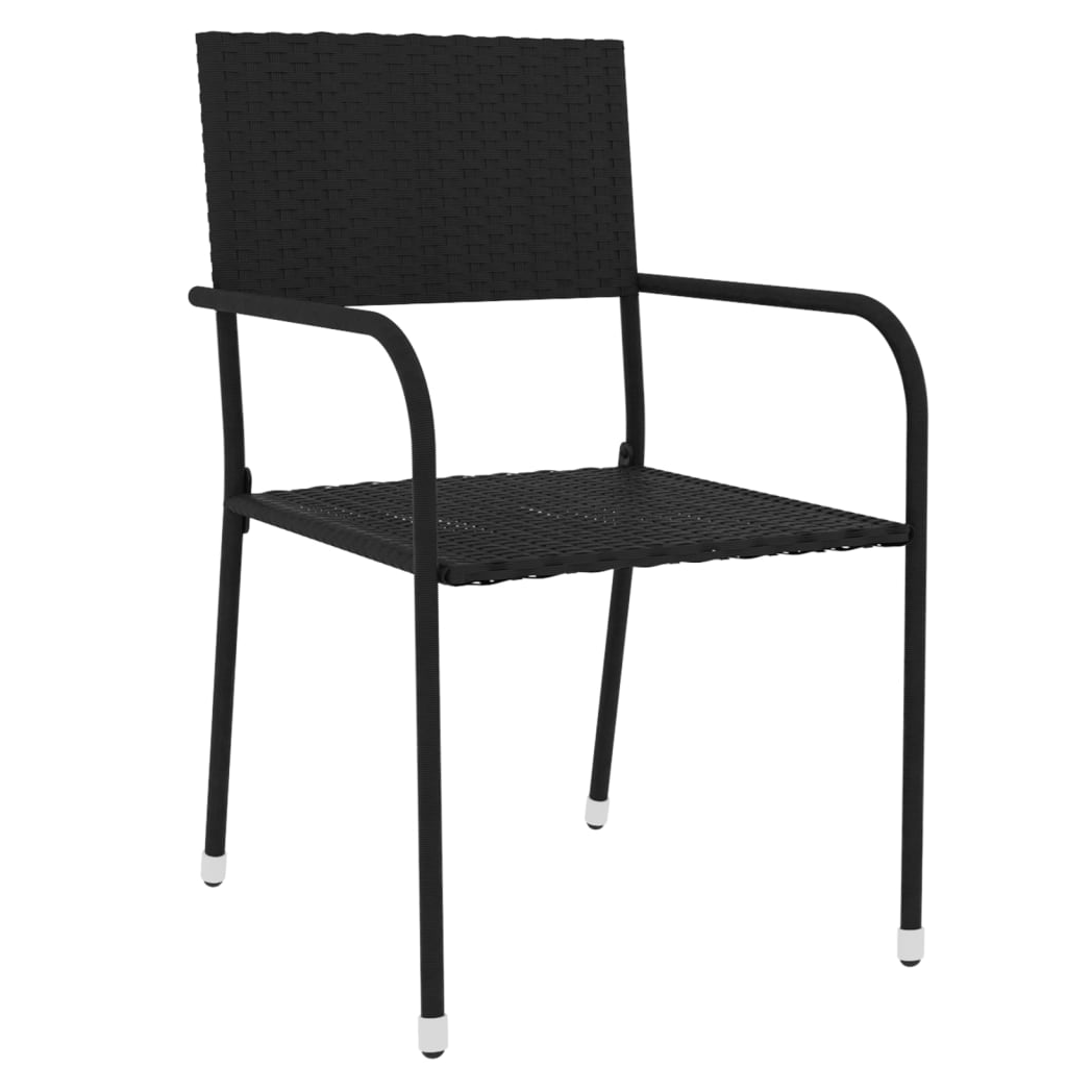 3 Piece Garden Dining Set Poly Rattan Black