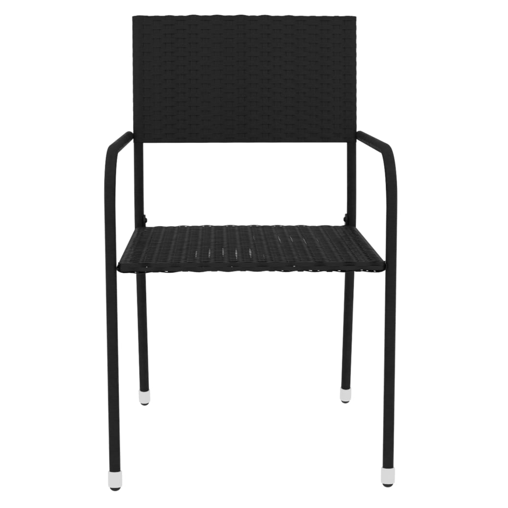 3 Piece Garden Dining Set Poly Rattan Black