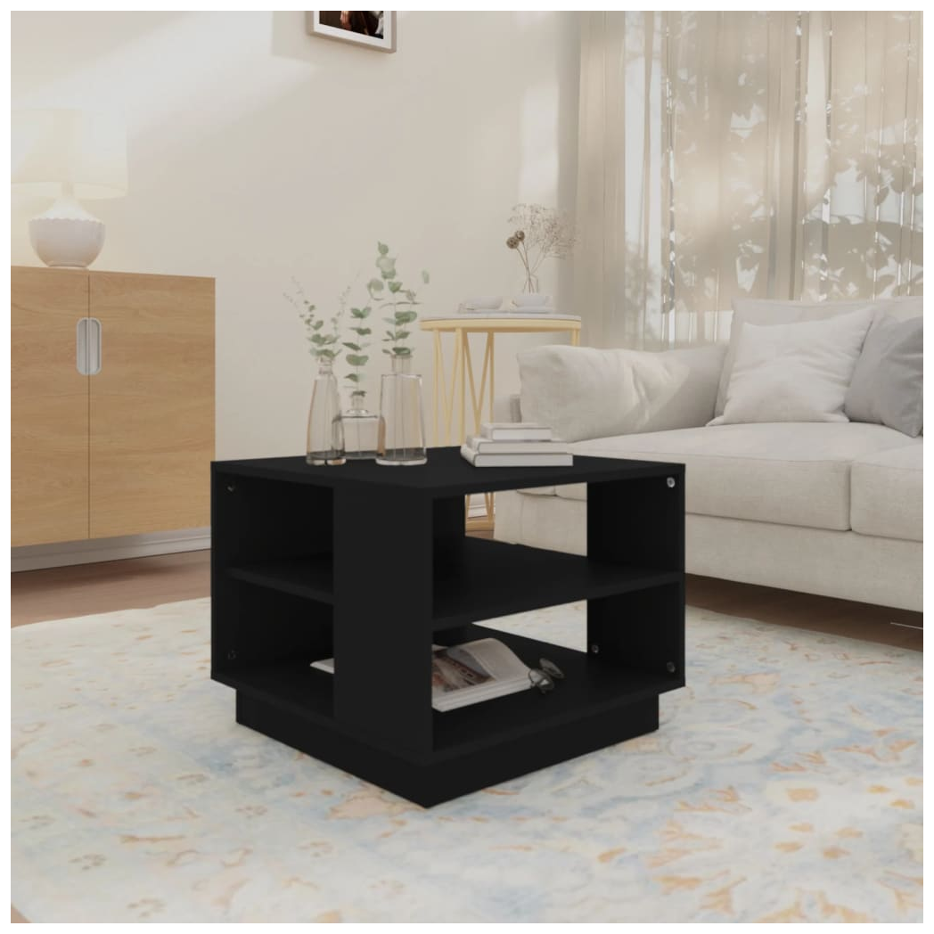 Coffee Table Black 55x55x43 cm Engineered Wood