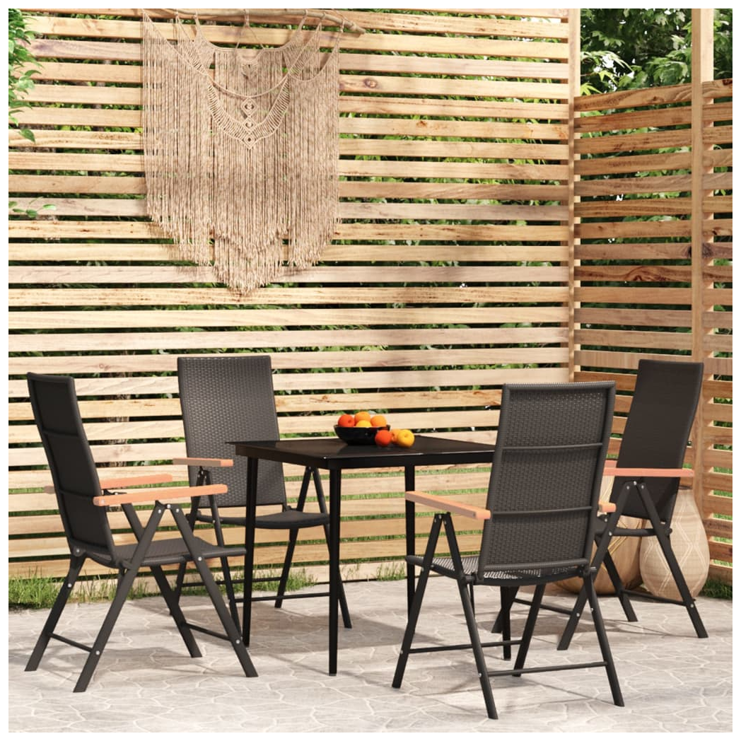 5 Piece Garden Dining Set Black