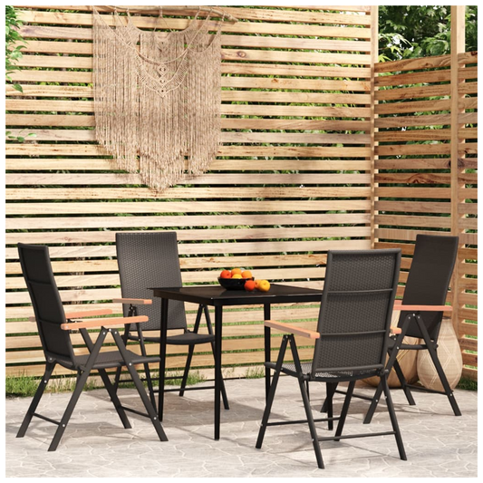 5 Piece Garden Dining Set Black
