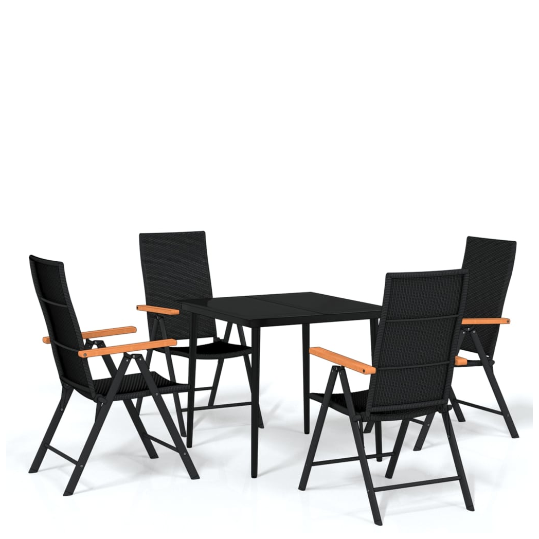 5 Piece Garden Dining Set Black