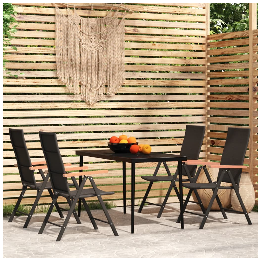 5 Piece Garden Dining Set Black