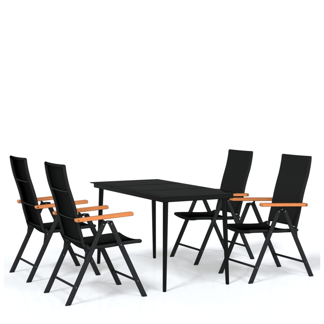 5 Piece Garden Dining Set Black