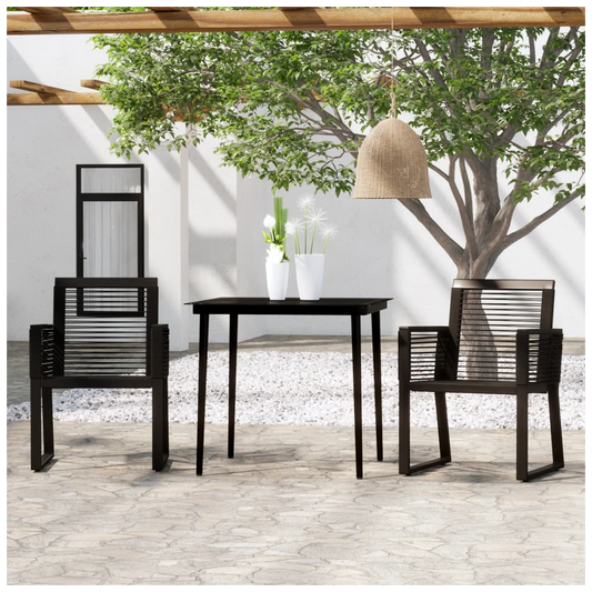3 Piece Garden Dining Set Black