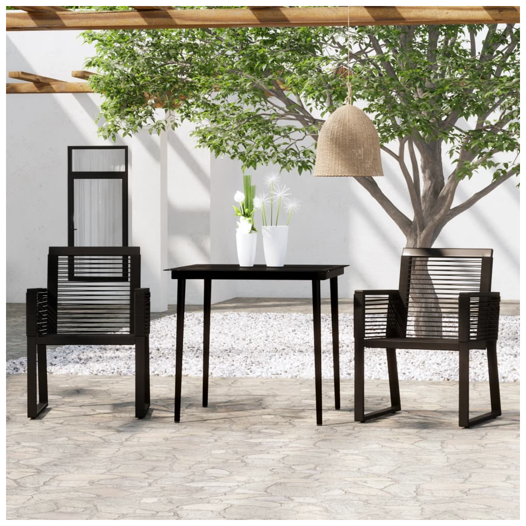 3 Piece Garden Dining Set Black