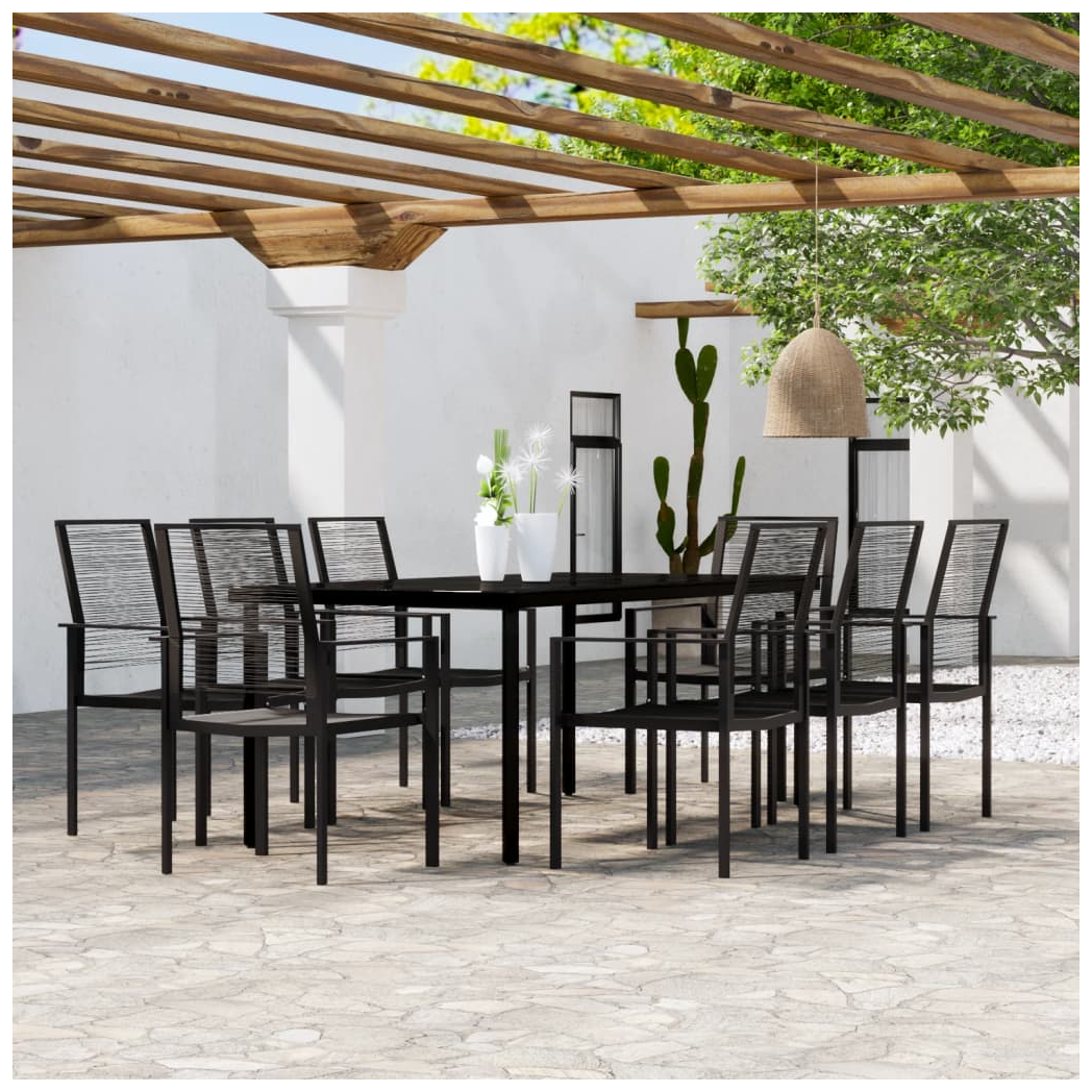 9 Piece Garden Dining Set Black