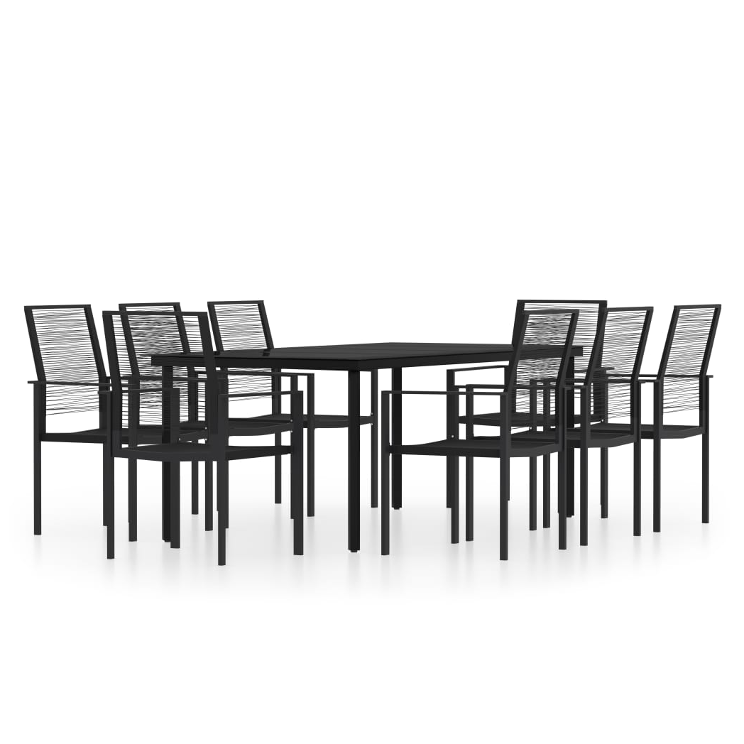 9 Piece Garden Dining Set Black