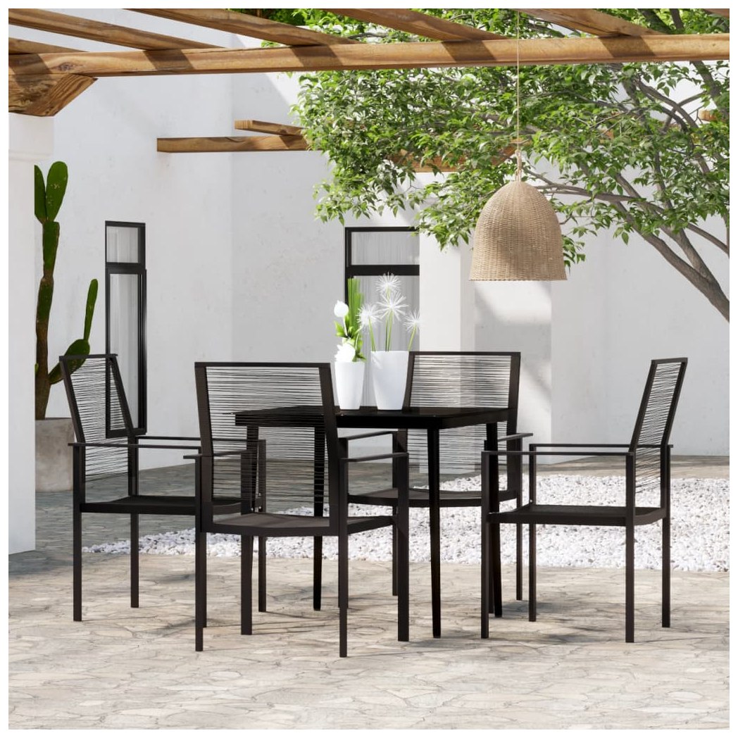 5 Piece Garden Dining Set Black