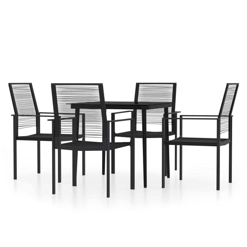 5 Piece Garden Dining Set Black