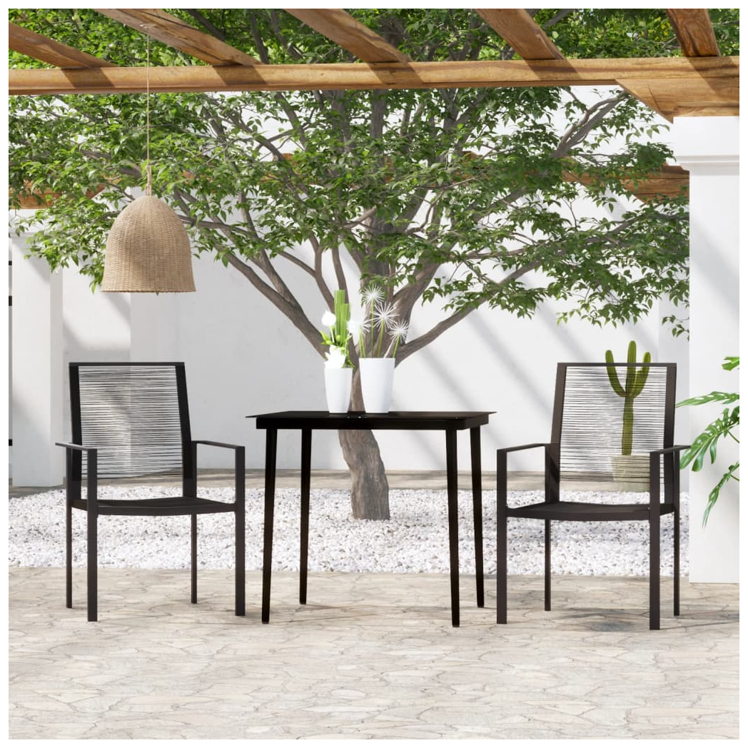 3 Piece Garden Dining Set Black