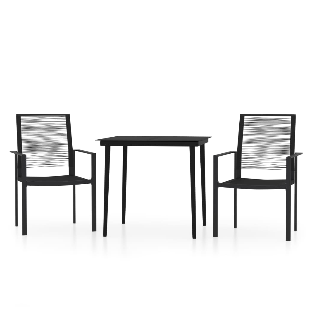 3 Piece Garden Dining Set Black