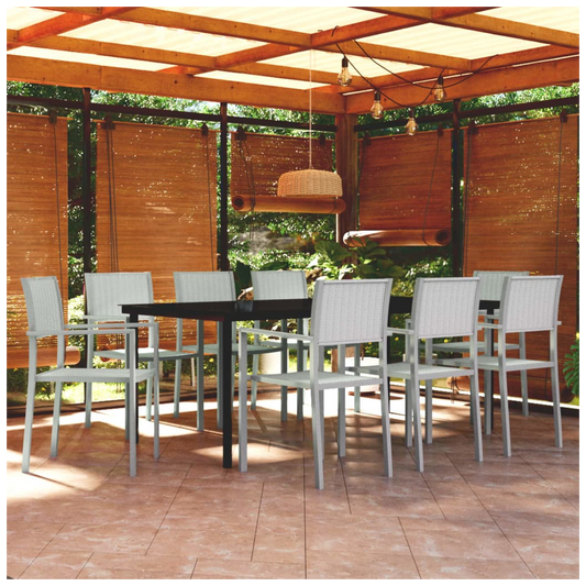 9 Piece Garden Dining Set White