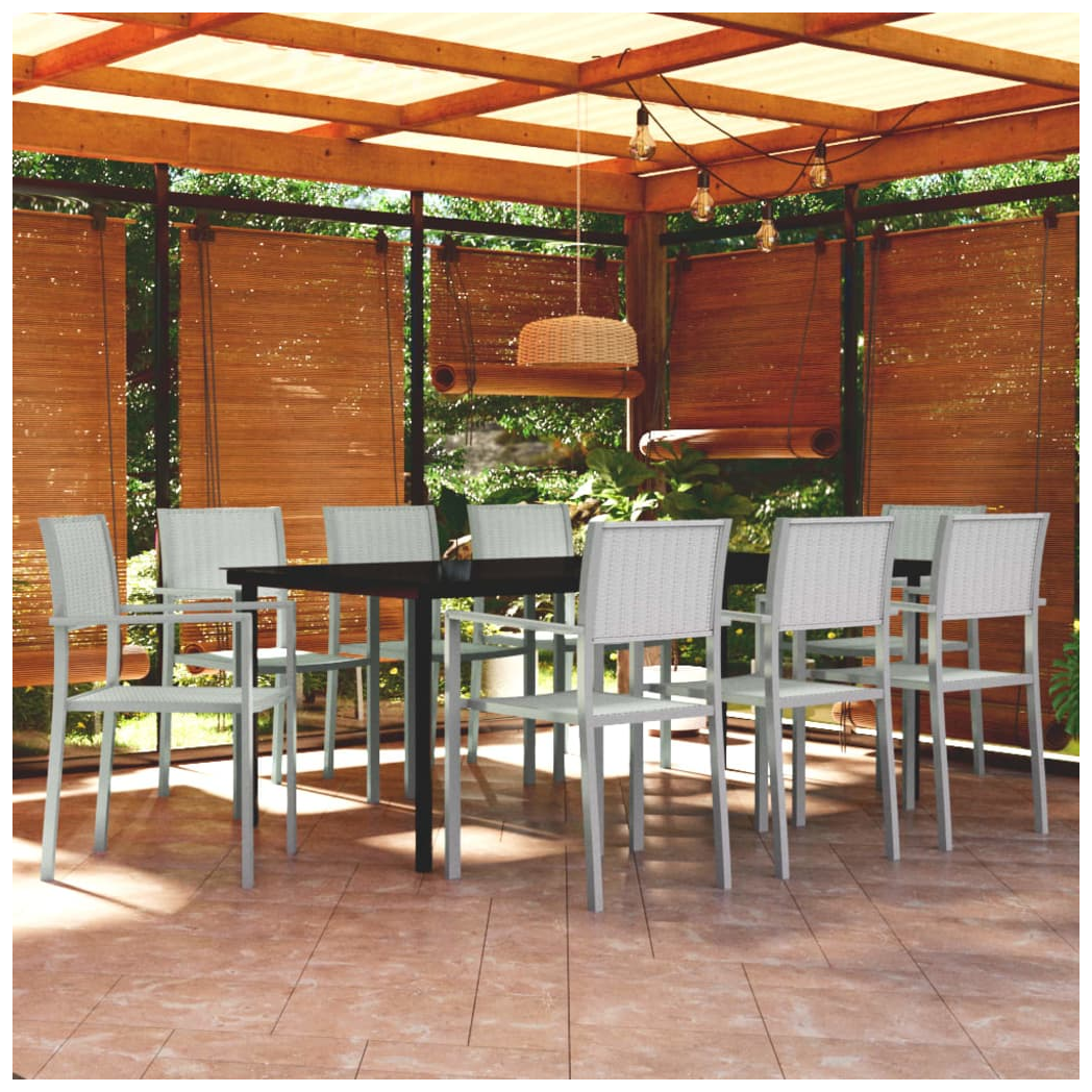 9 Piece Garden Dining Set White