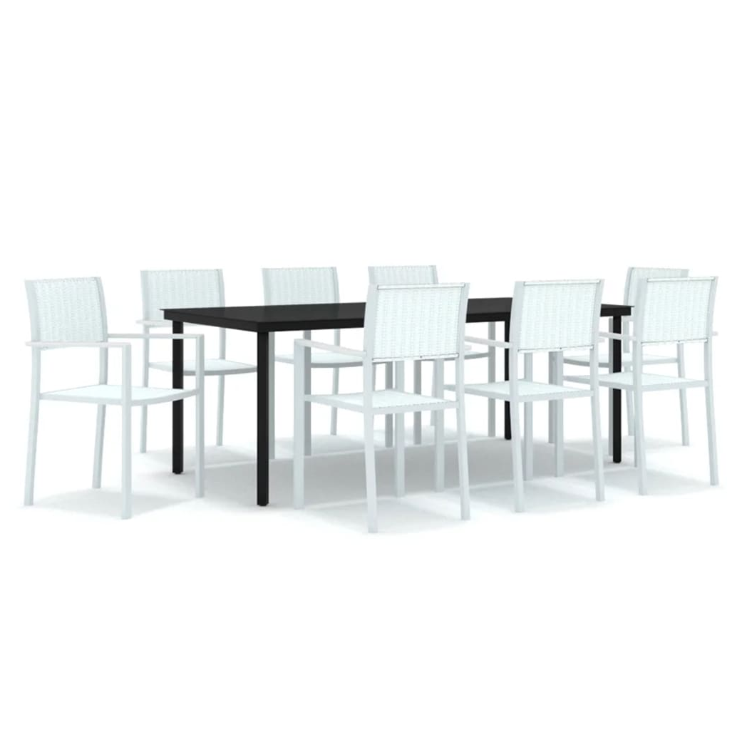 9 Piece Garden Dining Set White